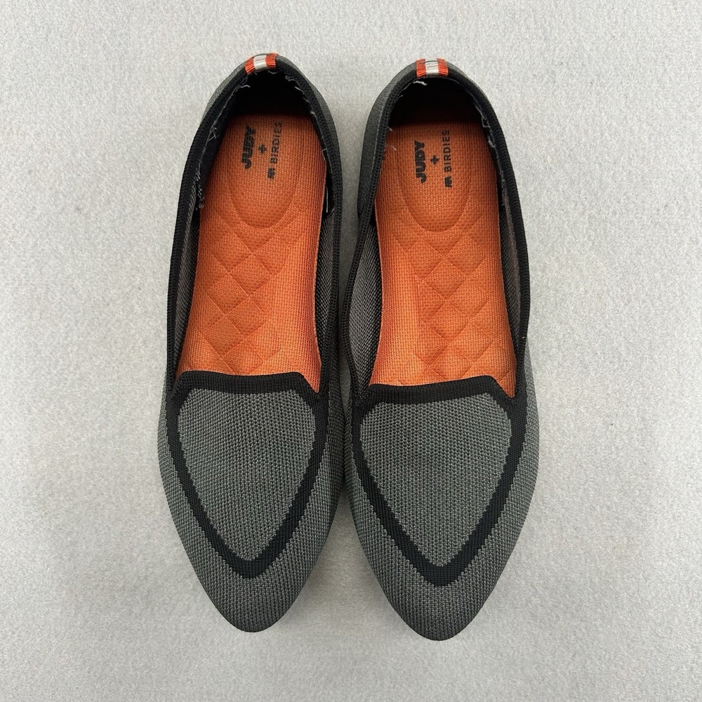 Judy+Birdies "The Blackbird" Heather Gray w Black Knit Loafers Flats Size 9